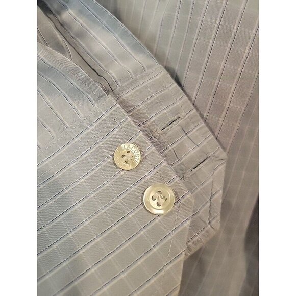 Lacoste Shirt Mens Size 44 Blue Plaid Button Down Long Sleeve Embroidered Logo - Picture 7 of 7